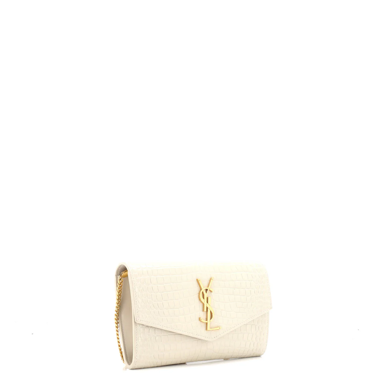 Uptown Chain Wallet Crocodile Embossed Leather - Deep Luxury