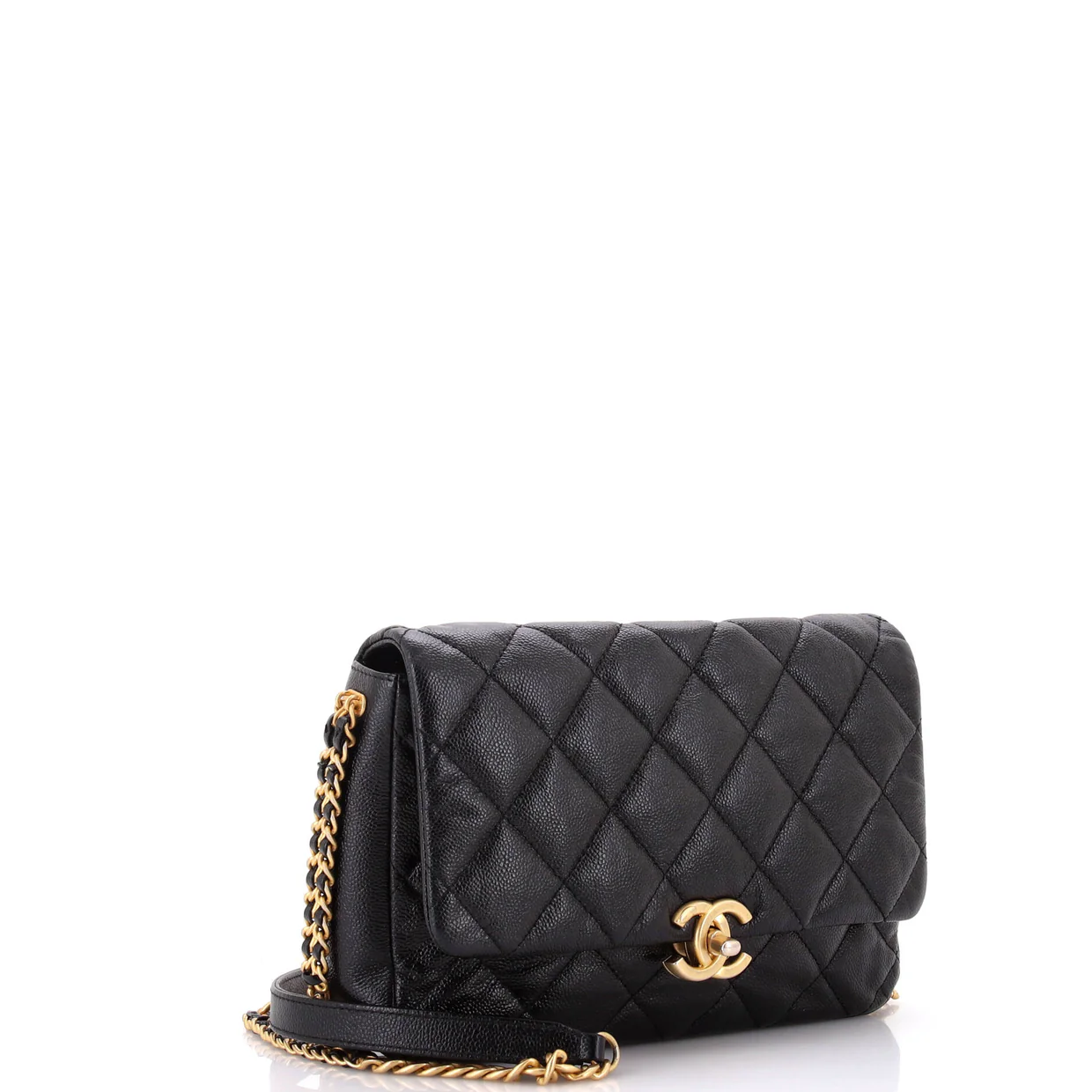 Chain Melody Flap Bag Quilted Caviar Medium - Deep Luxury