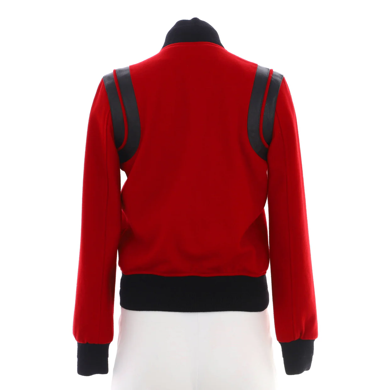 Women's Classic Teddy Bomber Jacket Wool Blend with Leather - Deep Luxury