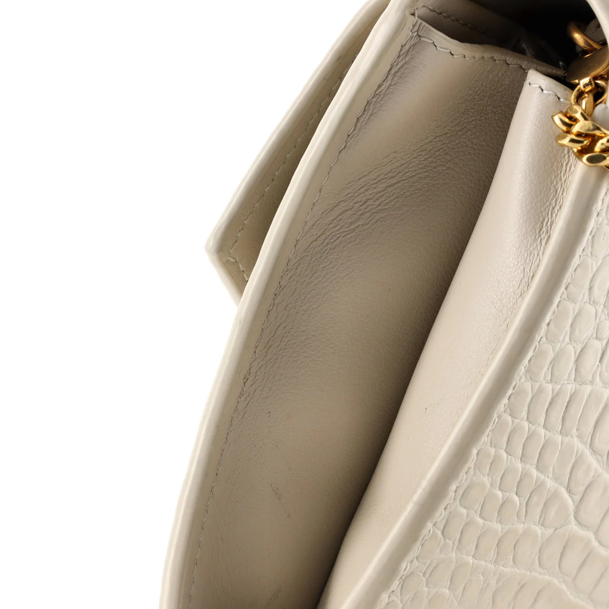 Uptown Chain Wallet Crocodile Embossed Leather - Deep Luxury