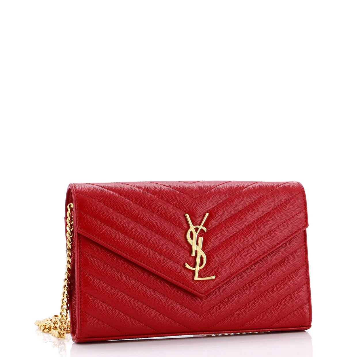 Classic Monogram Wallet on Chain Matelasse Chevron Leather Medium - Deep Luxury