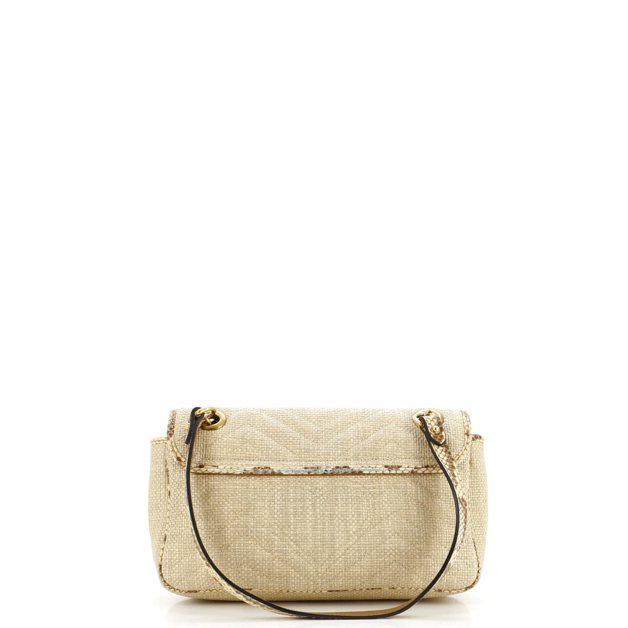 GG Marmont Flap Bag Matelasse Raffia with Snakeskin Small - Deep Luxury