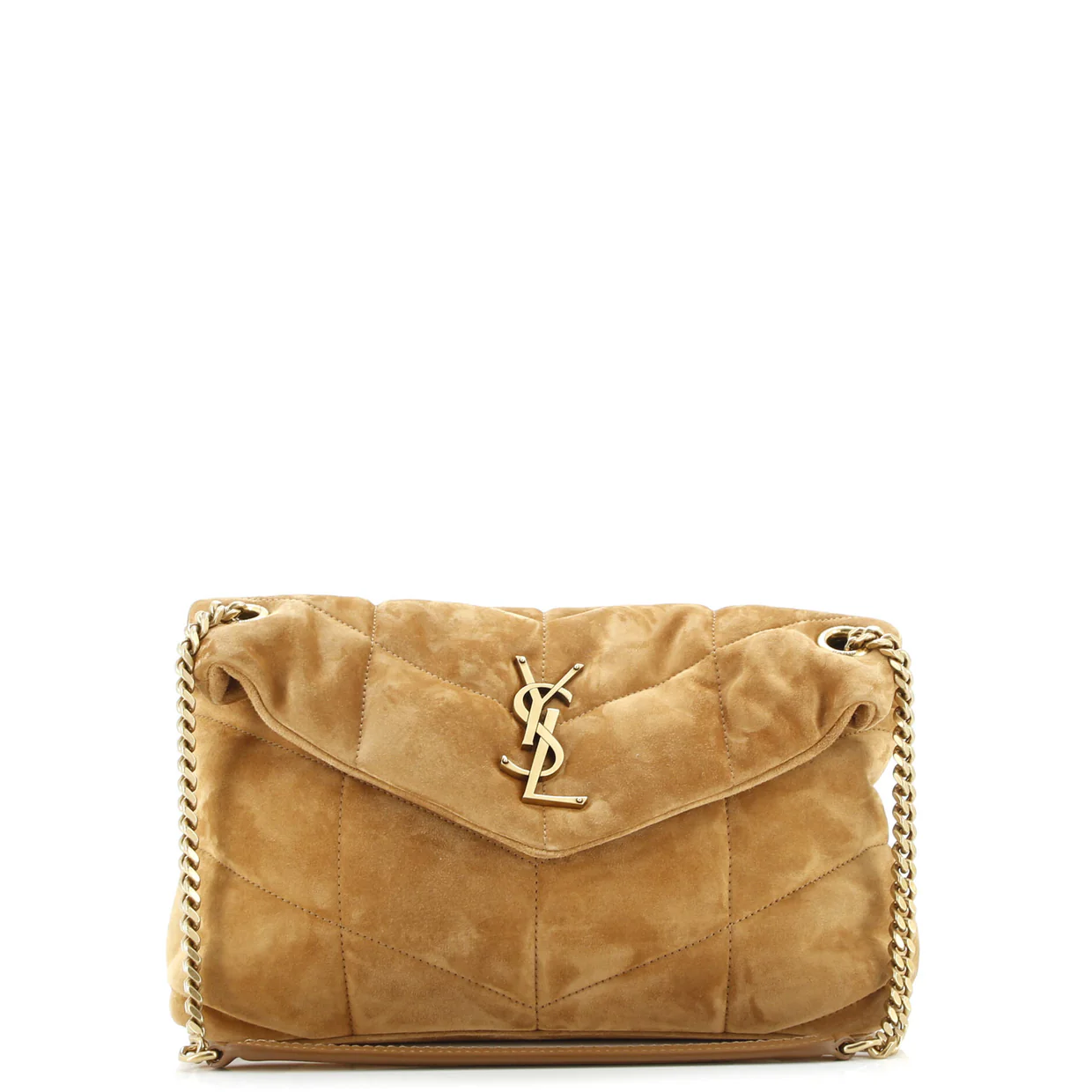 Loulou Puffer Shoulder Bag Quilted Suede Small - Deep Luxury