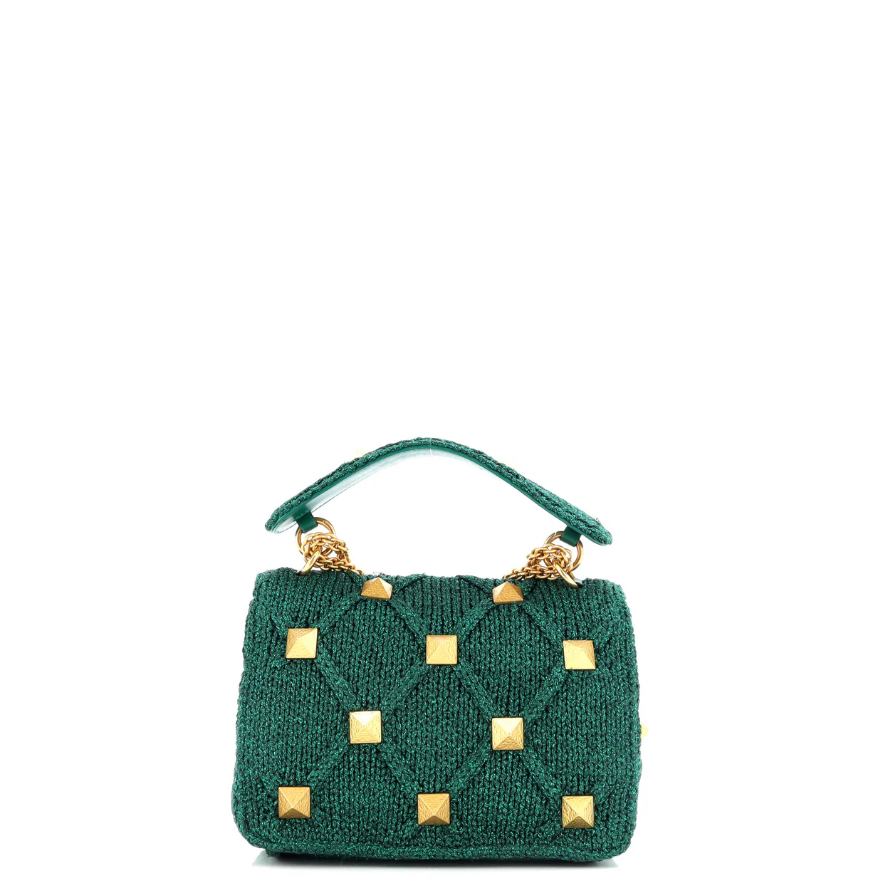 Roman Stud Flap Bag Quilted Knit Medium - Deep Luxury