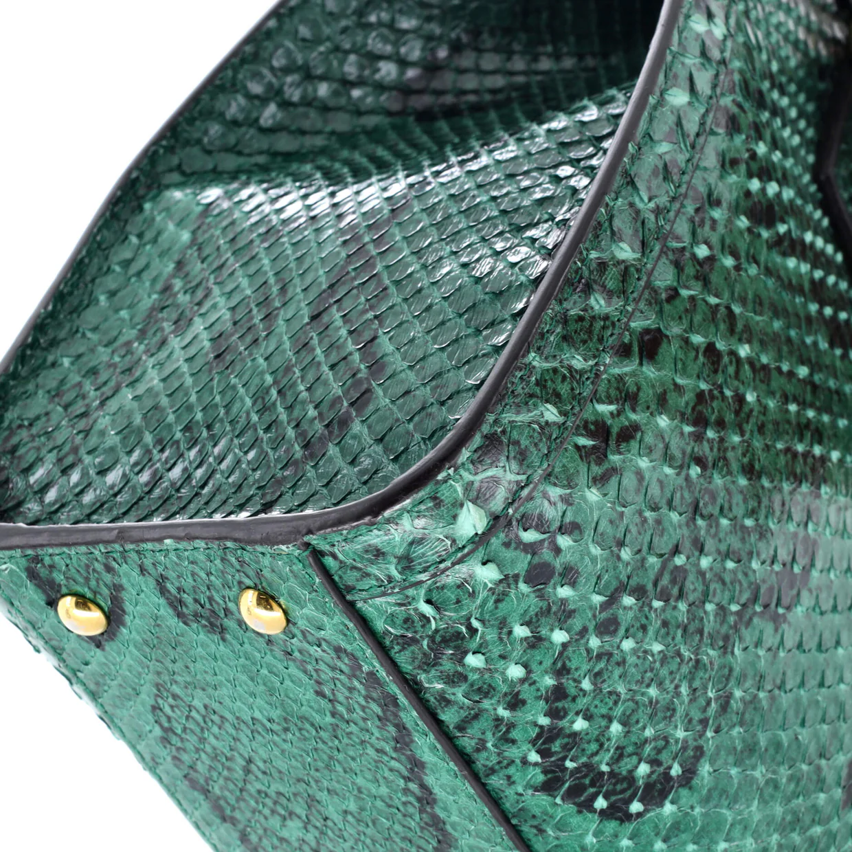 Diana NM Bamboo Handle Tote Python Small - Deep Luxury