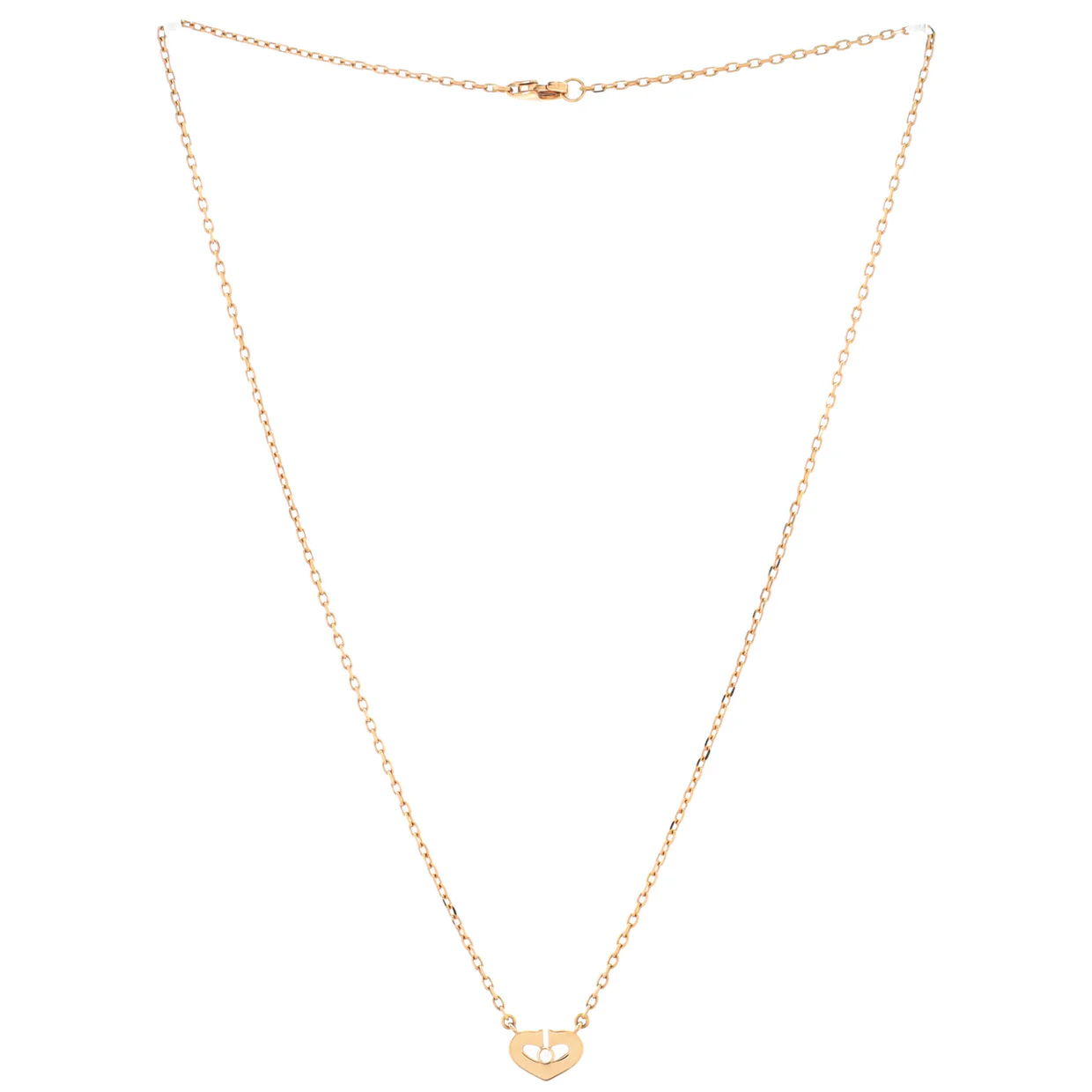 C Heart de Cartier Pendant Necklace 18K Rose Gold with Diamond XS - Deep Luxury