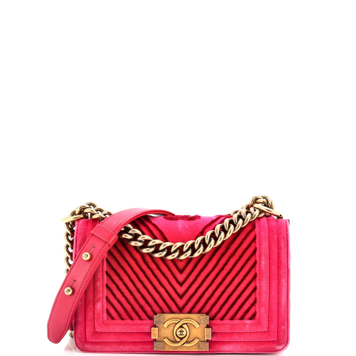 Boy Flap Bag Chevron Velvet Small - Deep Luxury
