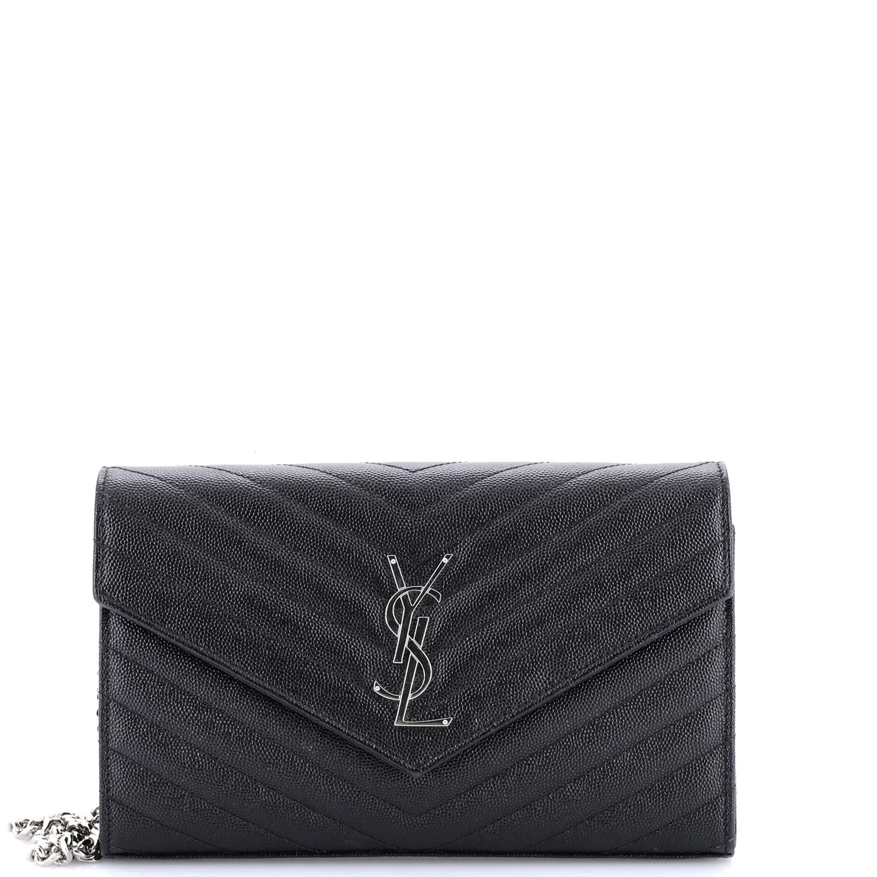 Classic Monogram Wallet on Chain Matelasse Chevron Leather Medium - Deep Luxury