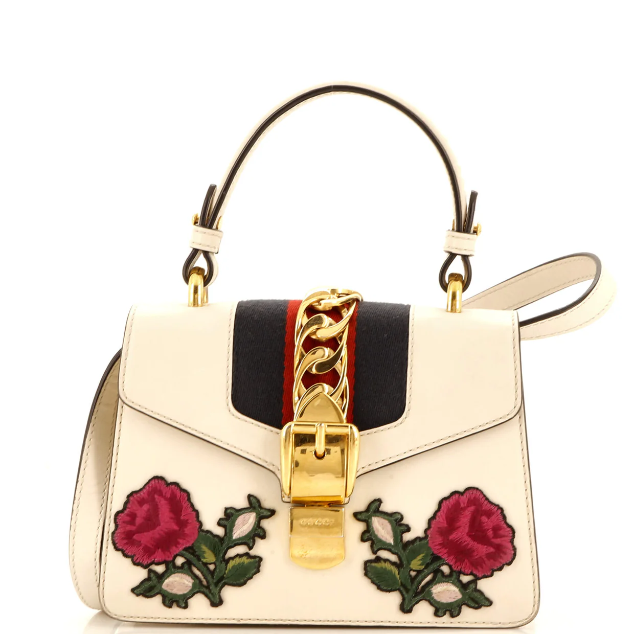 Sylvie Top Handle Bag Embroidered Leather Mini - Deep Luxury