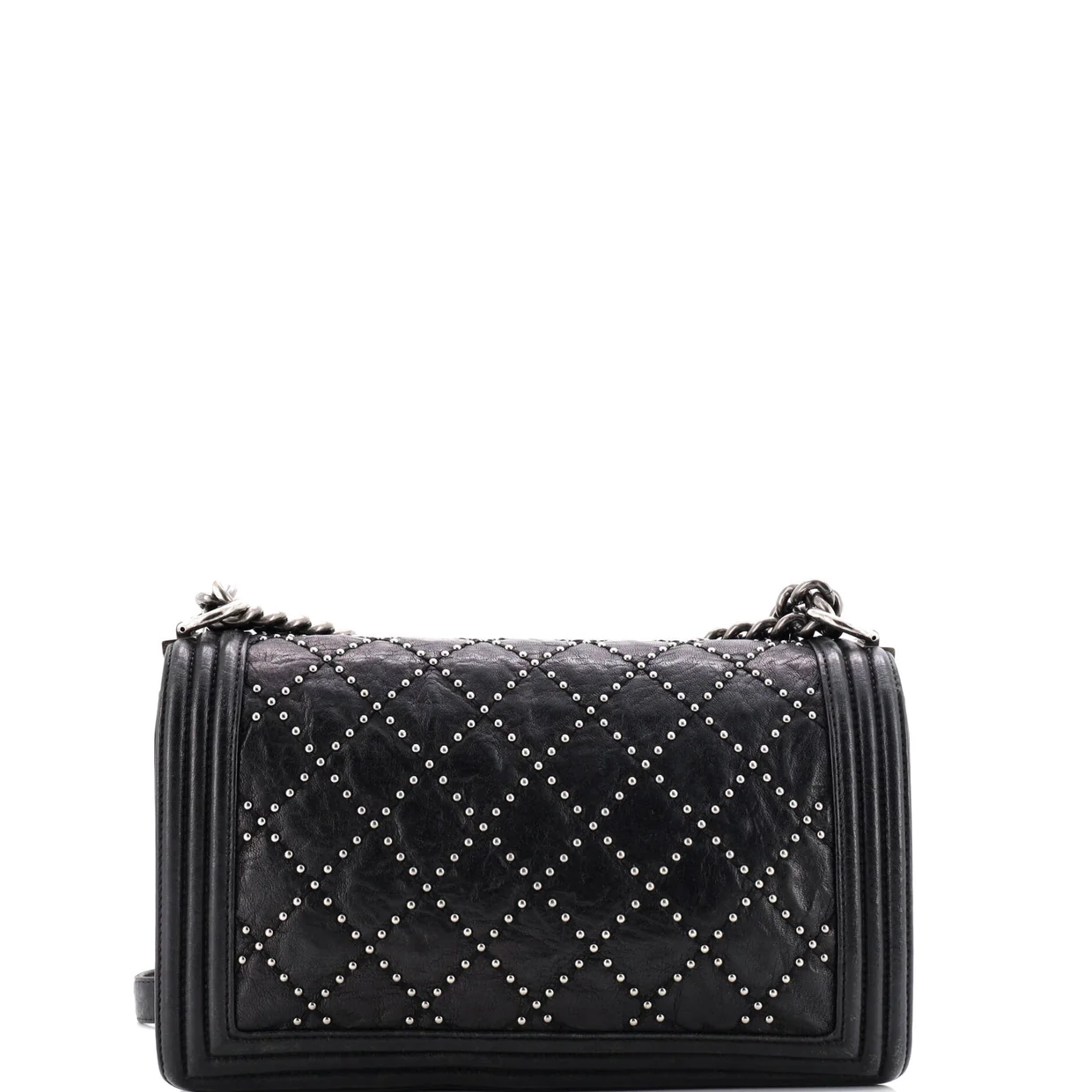 Boy Flap Bag Studded Quilted Distressed Calfskin New Medium - Deep Luxury