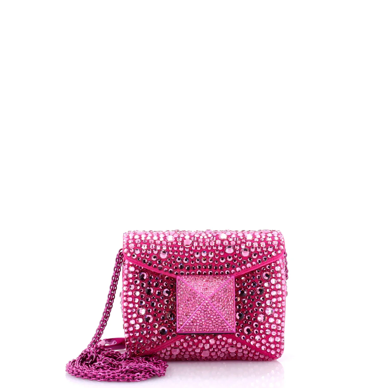 One Stud Chain Flap Bag Beaded Leather Small - Deep Luxury