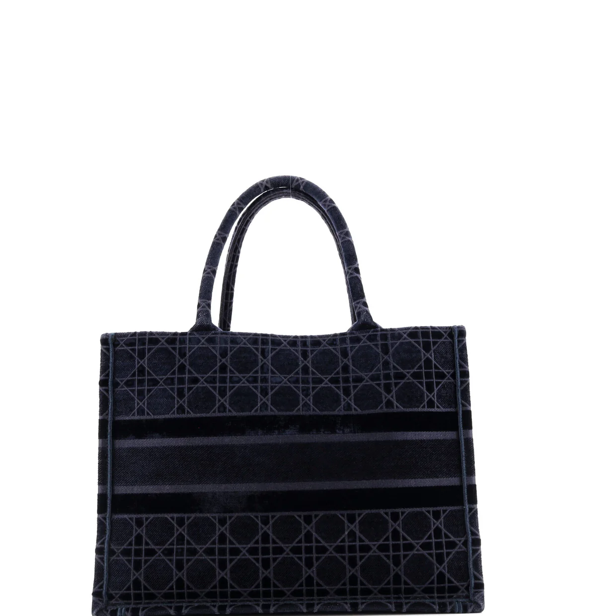 Book Tote Cannage Embroidered Velvet Medium - Deep Luxury