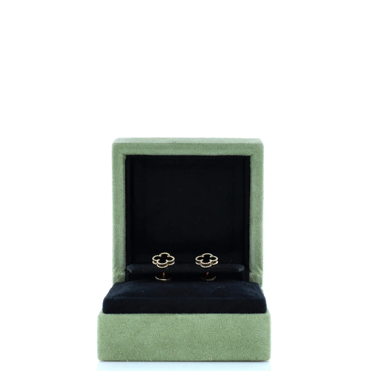 Sweet Alhambra Stud Earrings 18K Yellow Gold and Onyx - Deep Luxury