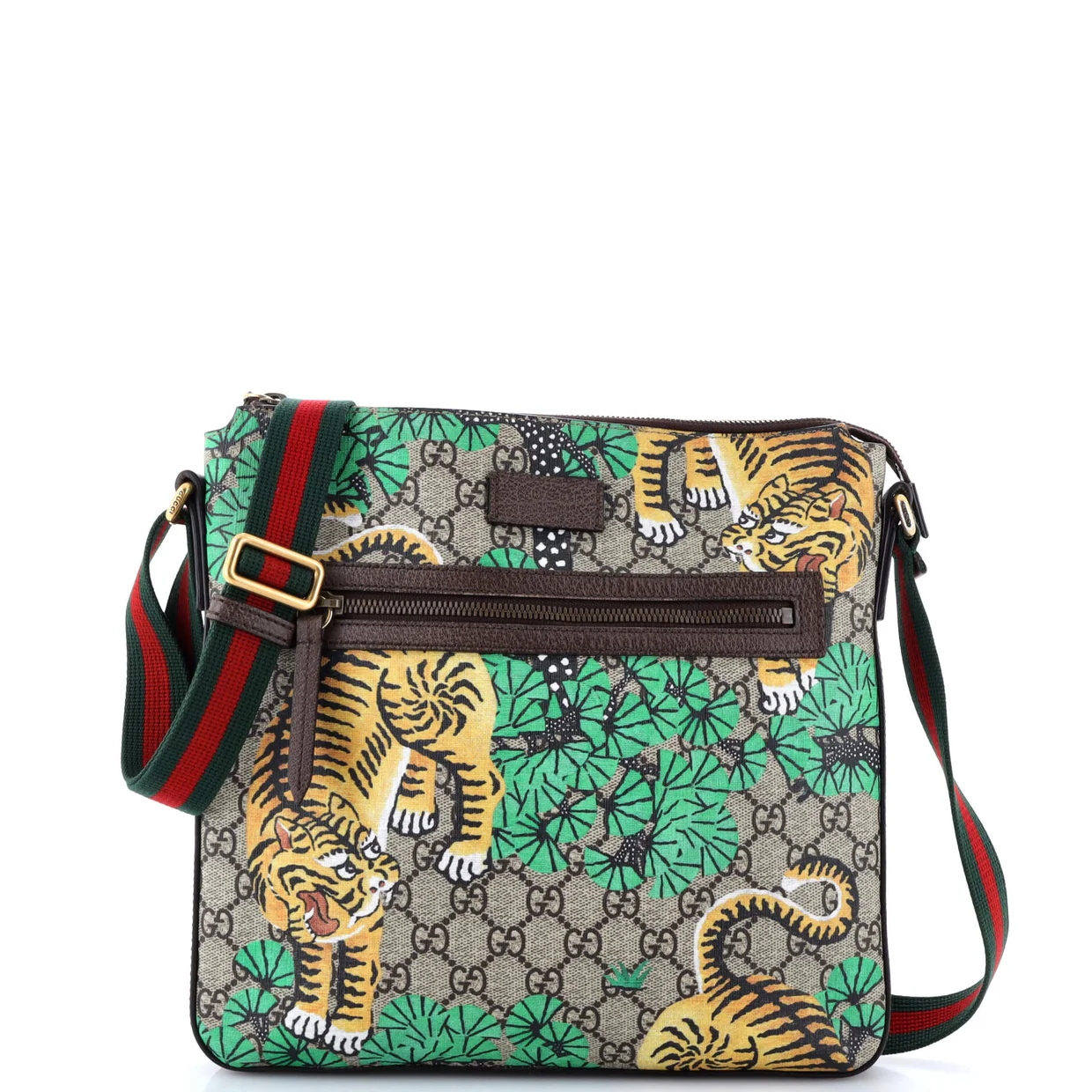 Front Zip Messenger Bengal Print GG Coated Canvas Medium - Deep Luxury