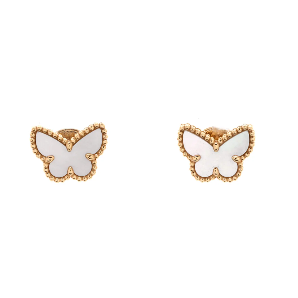 Sweet Alhambra Butterfly Stud Earrings 18K Yellow Gold and Mother of Pearl - Deep Luxury