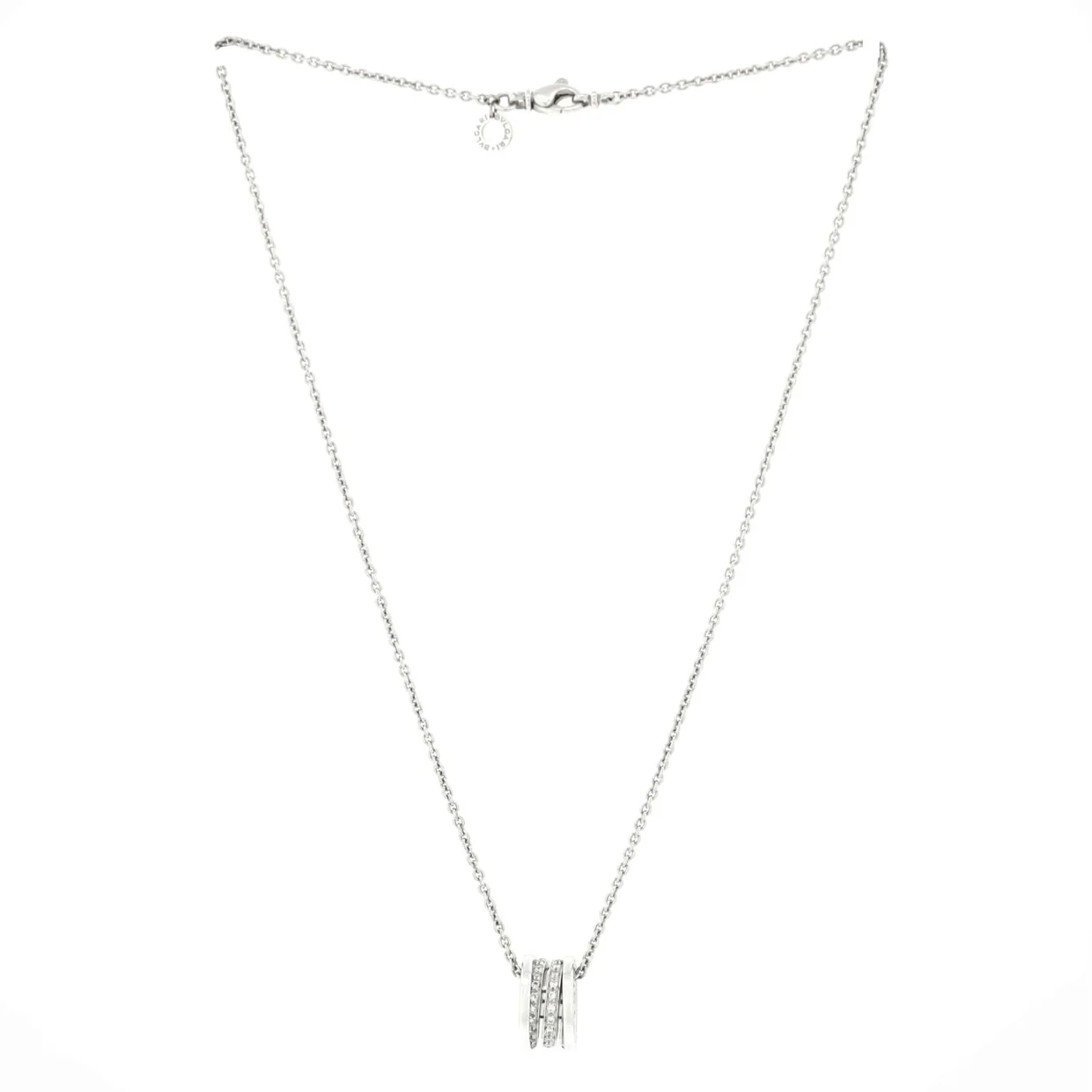 B.Zero1 Pendant Necklace 18K White Gold with Diamonds - Deep Luxury