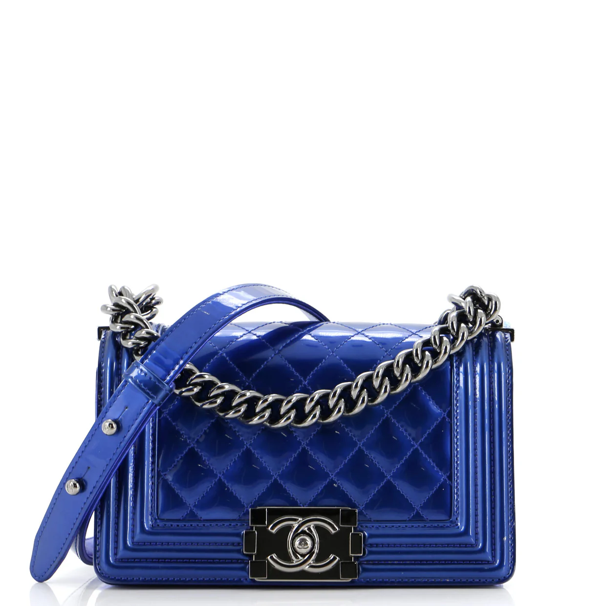 Boy Flap Bag Quilted Patent Small - Deep Luxury
