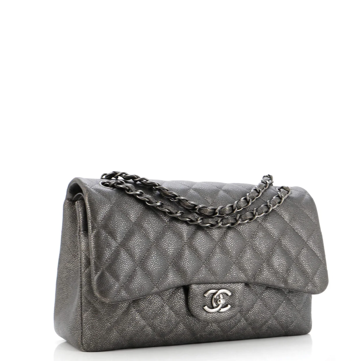 Classic Double Flap Bag Quilted Metallic Caviar Jumbo - Deep Luxury