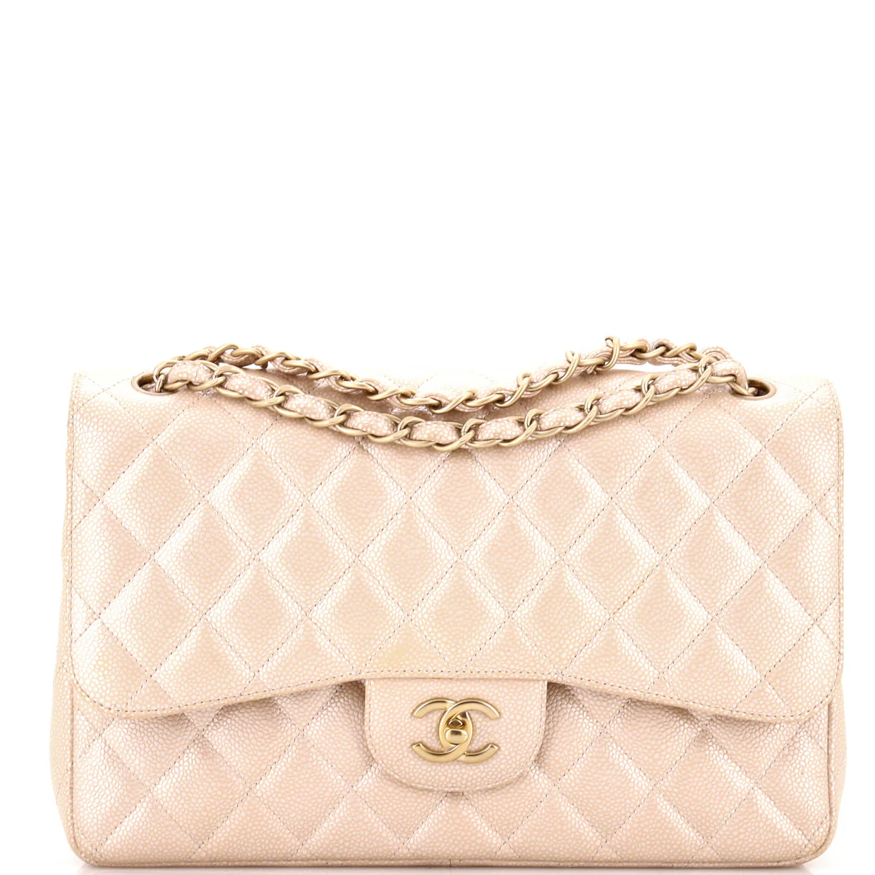 Classic Double Flap Bag Quilted Iridescent Caviar Jumbo - Deep Luxury