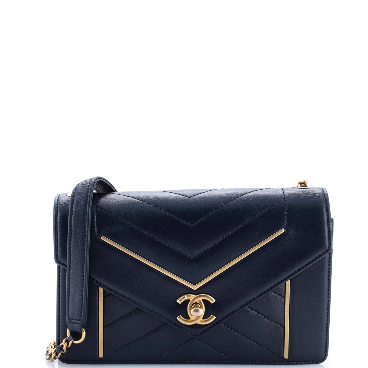 Reversed Flap Bag Chevron Lambskin Small - Deep Luxury