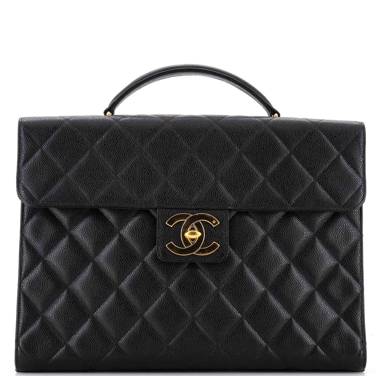 Vintage CC Briefcase Quilted Caviar Large - Deep Luxury