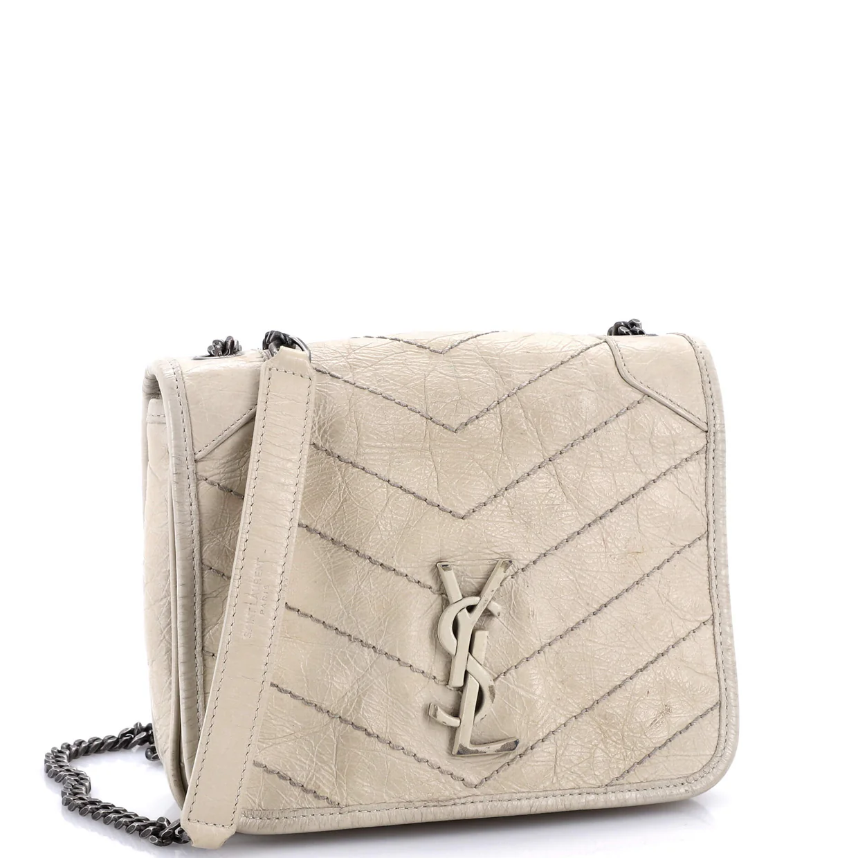 Niki Chain Wallet Matelasse Chevron Leather - Deep Luxury