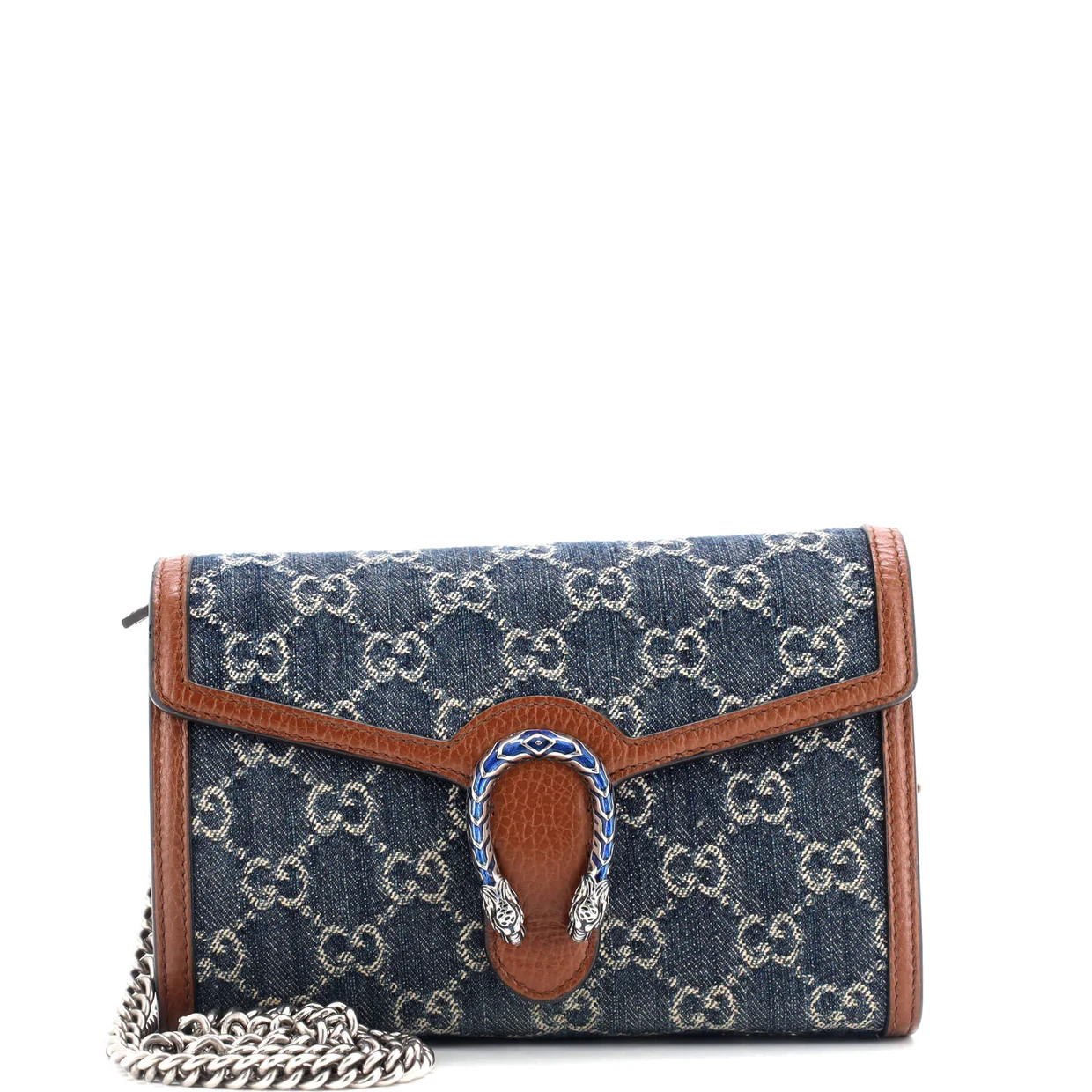 Dionysus Chain Wallet GG Denim Small - Deep Luxury