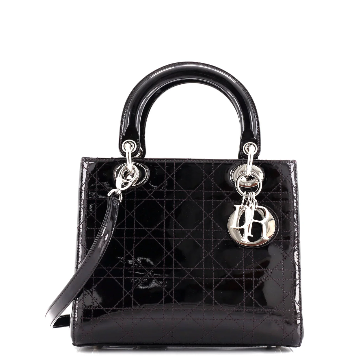 Lady Dior Bag Cannage Stitch Patent Medium - Deep Luxury