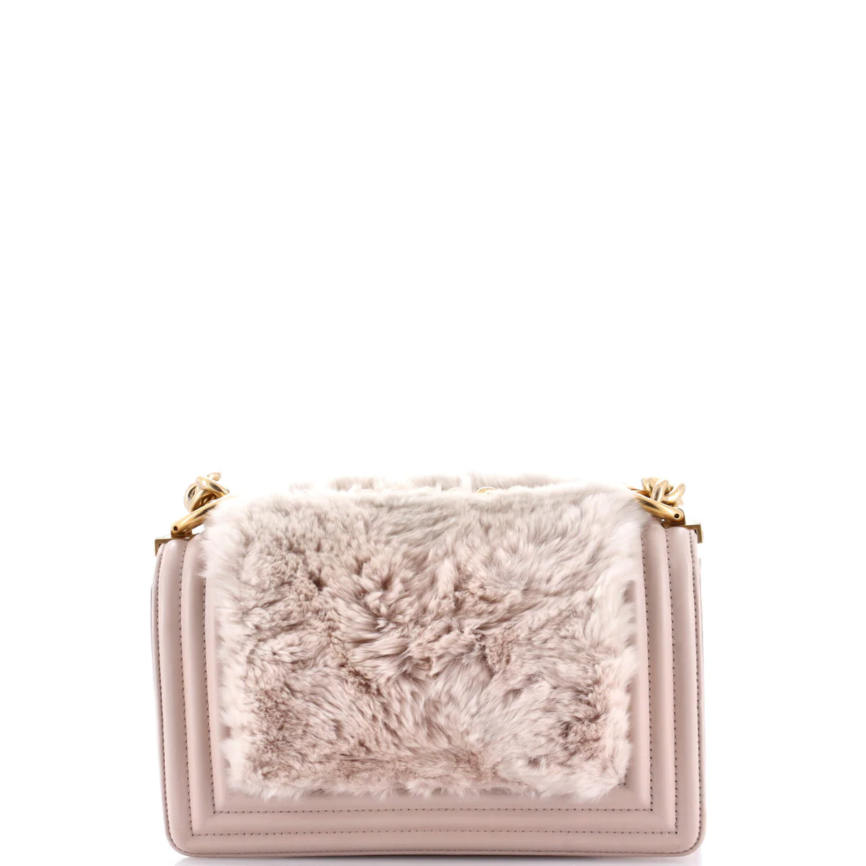 Boy Flap Bag Fur with Leather Small - Deep Luxury