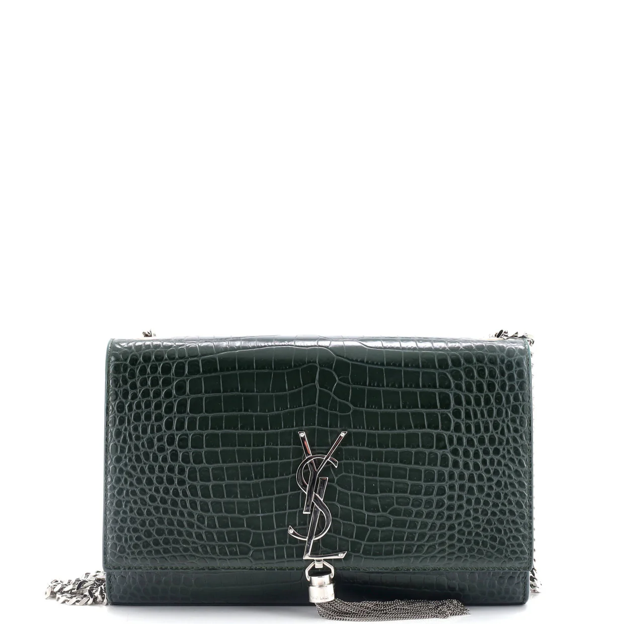 Classic Monogram Tassel Crossbody Bag Crocodile Embossed Leather Medium - Deep Luxury