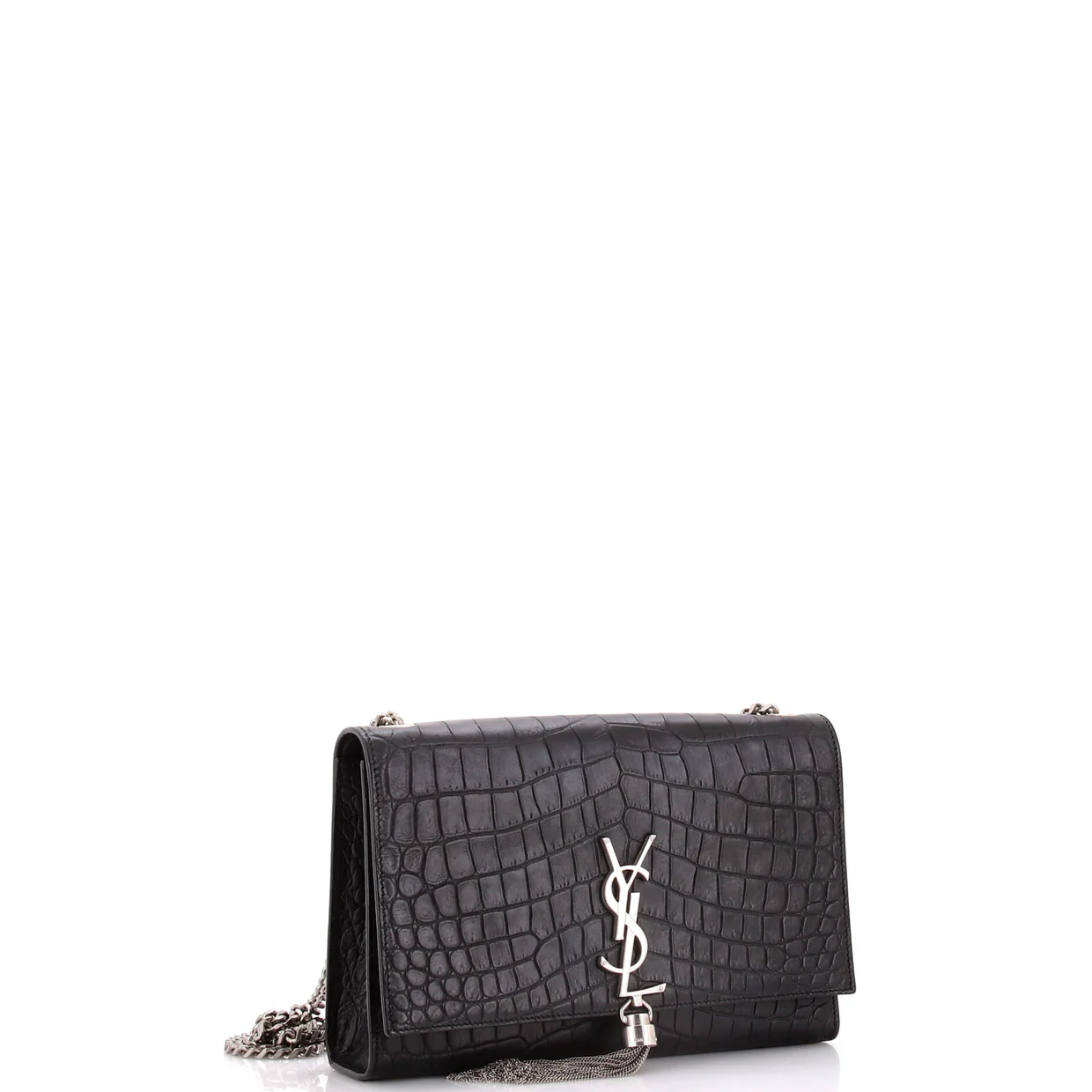 Classic Monogram Tassel Crossbody Bag Crocodile Embossed Leather Medium - Deep Luxury