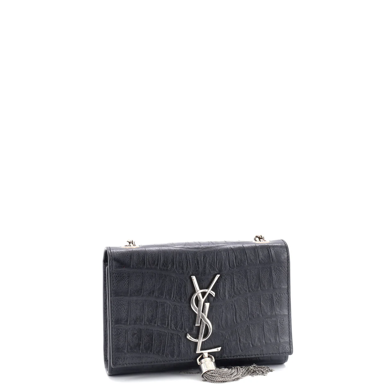 Classic Monogram Tassel Crossbody Bag Crocodile Embossed Leather Small - Deep Luxury