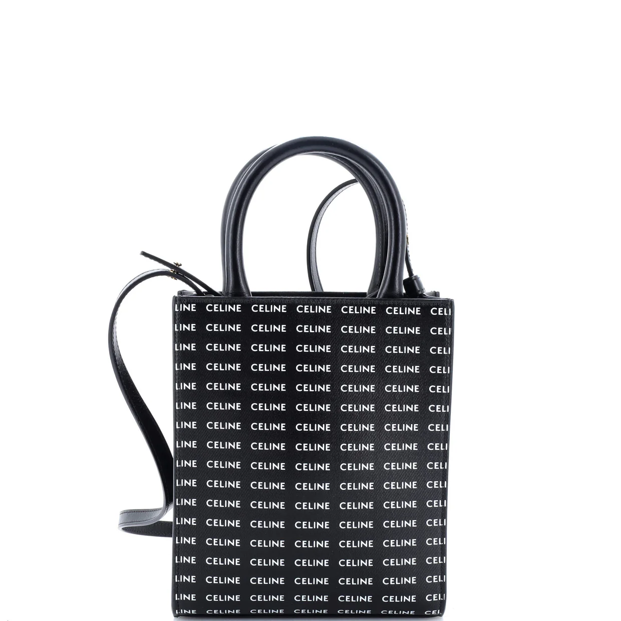 Vertical Cabas Tote All Over Logo Print Leather Mini - Deep Luxury