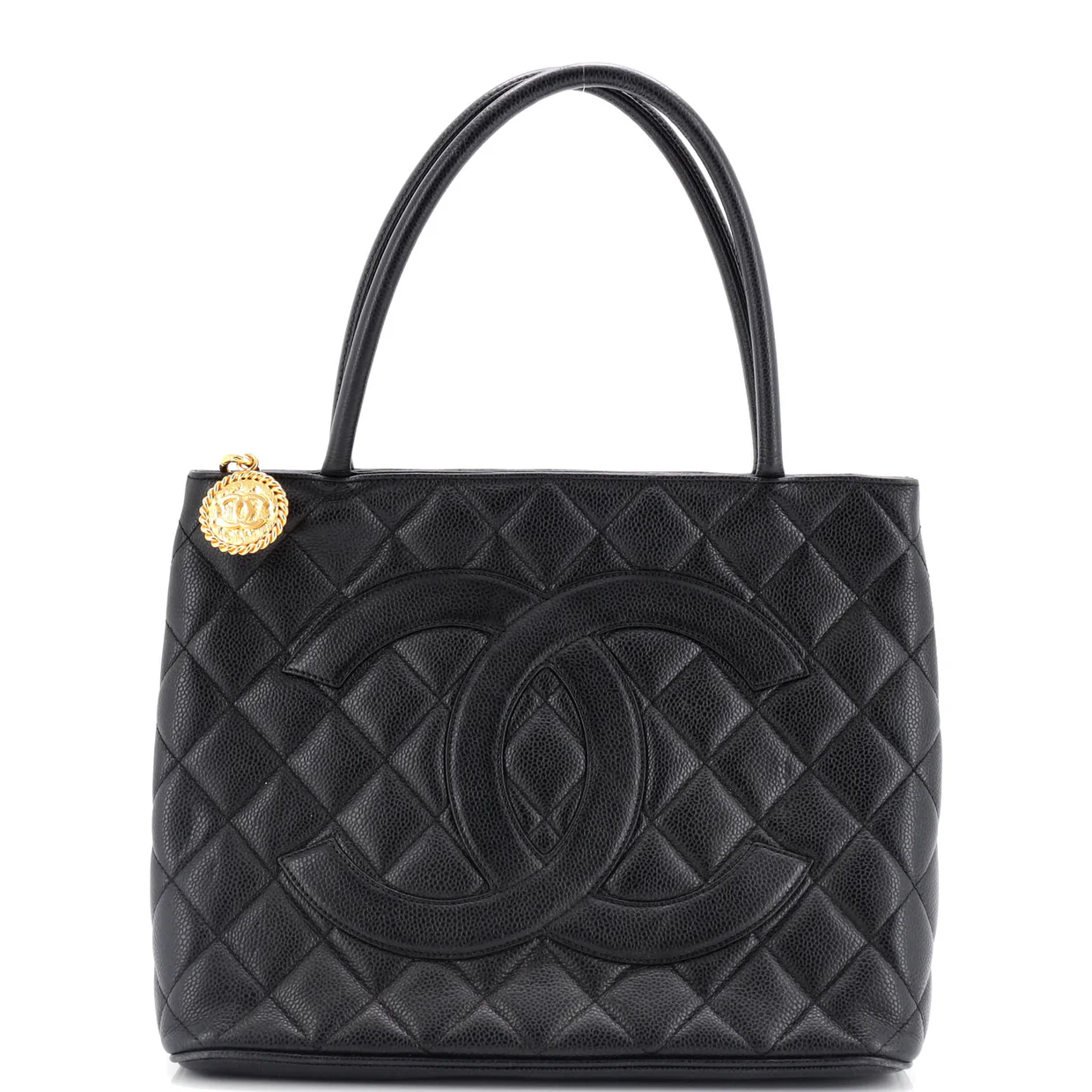 Medallion Tote Quilted Caviar - Deep Luxury