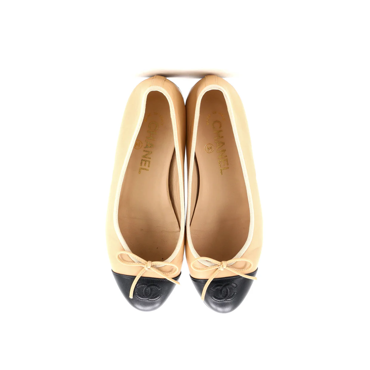Women's CC Cap Toe Bow Ballerina Flats Leather - Deep Luxury