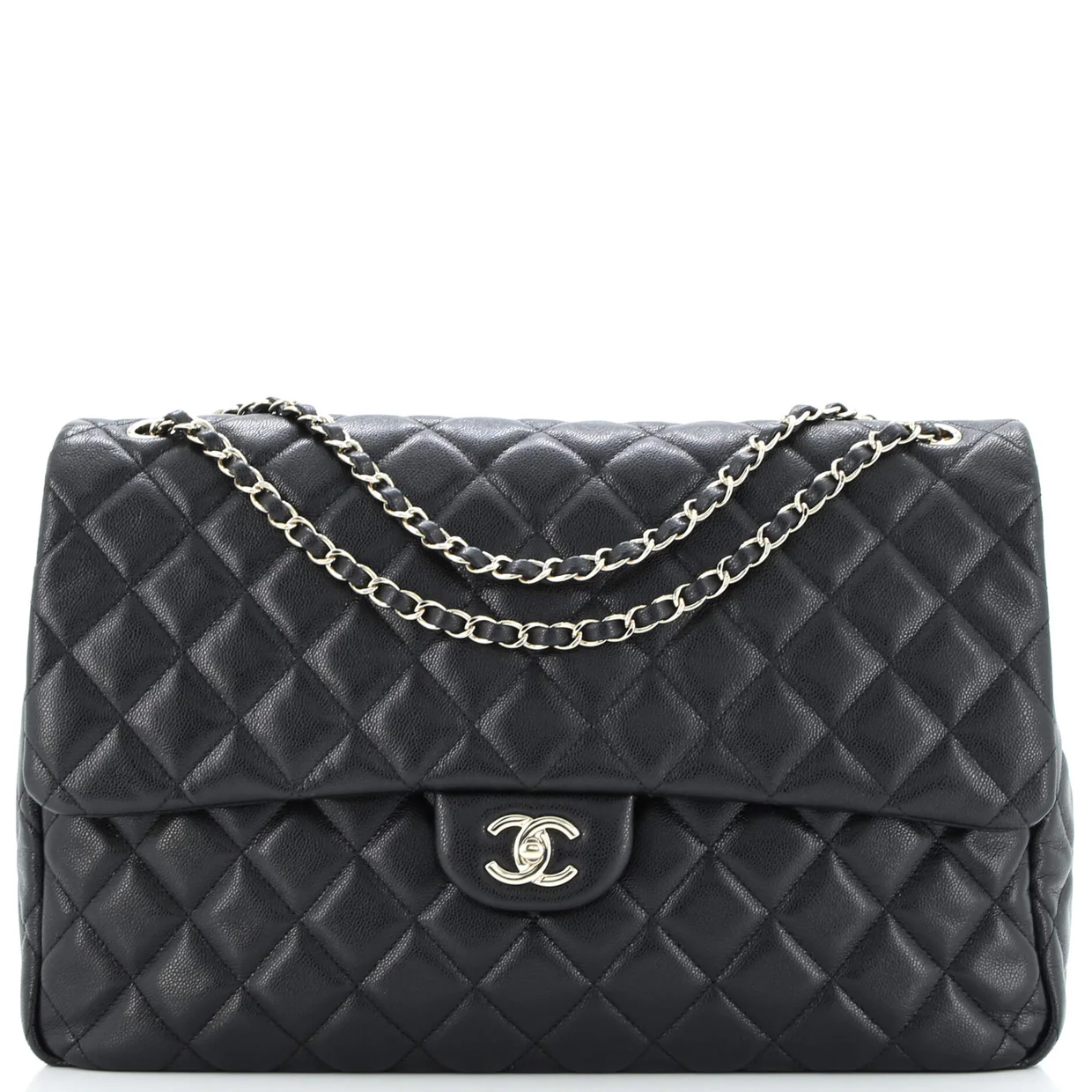 XXL Travel Flap Bag Quilted Caviar Small - Deep Luxury