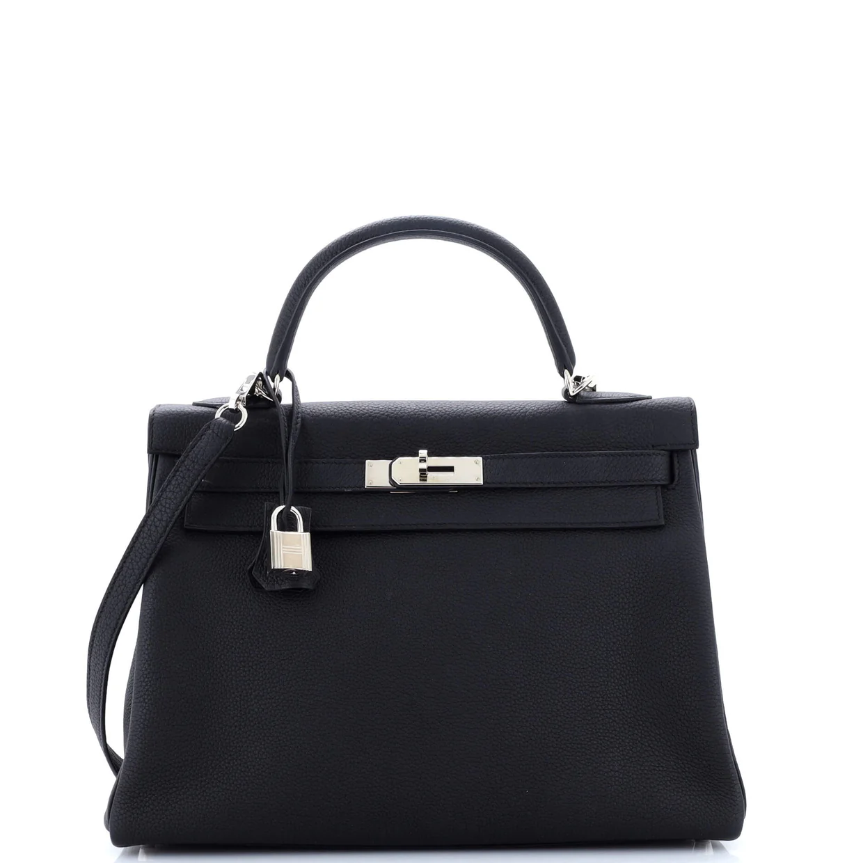 Kelly Handbag Noir Togo with Palladium Hardware 32 - Deep Luxury