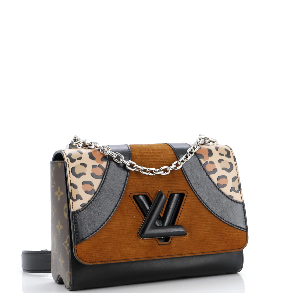 Twist Handbag Leopard Wild Printed Leather and Calfskin MM - Deep Luxury