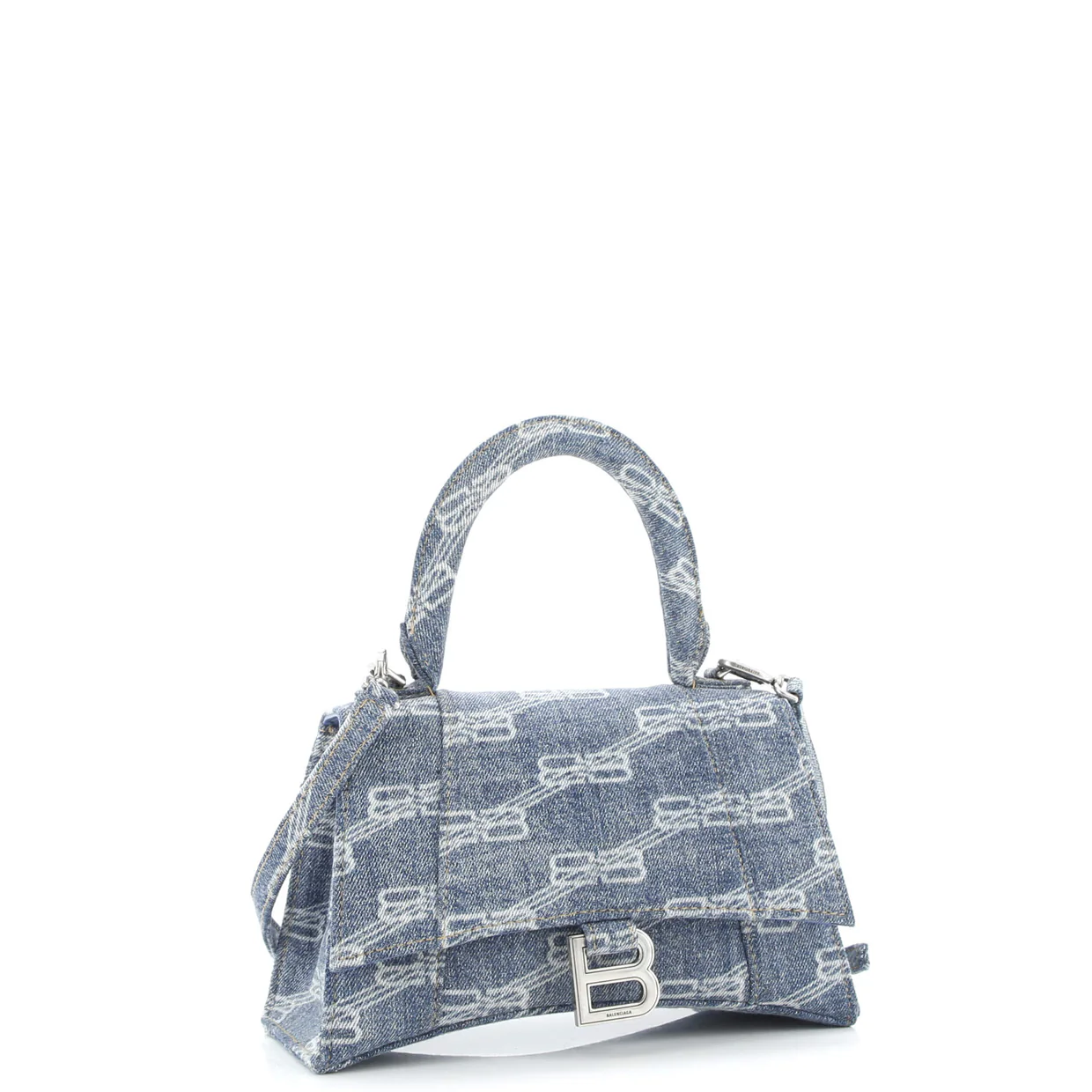 Hourglass Top Handle Bag BB Monogram Denim Small - Deep Luxury