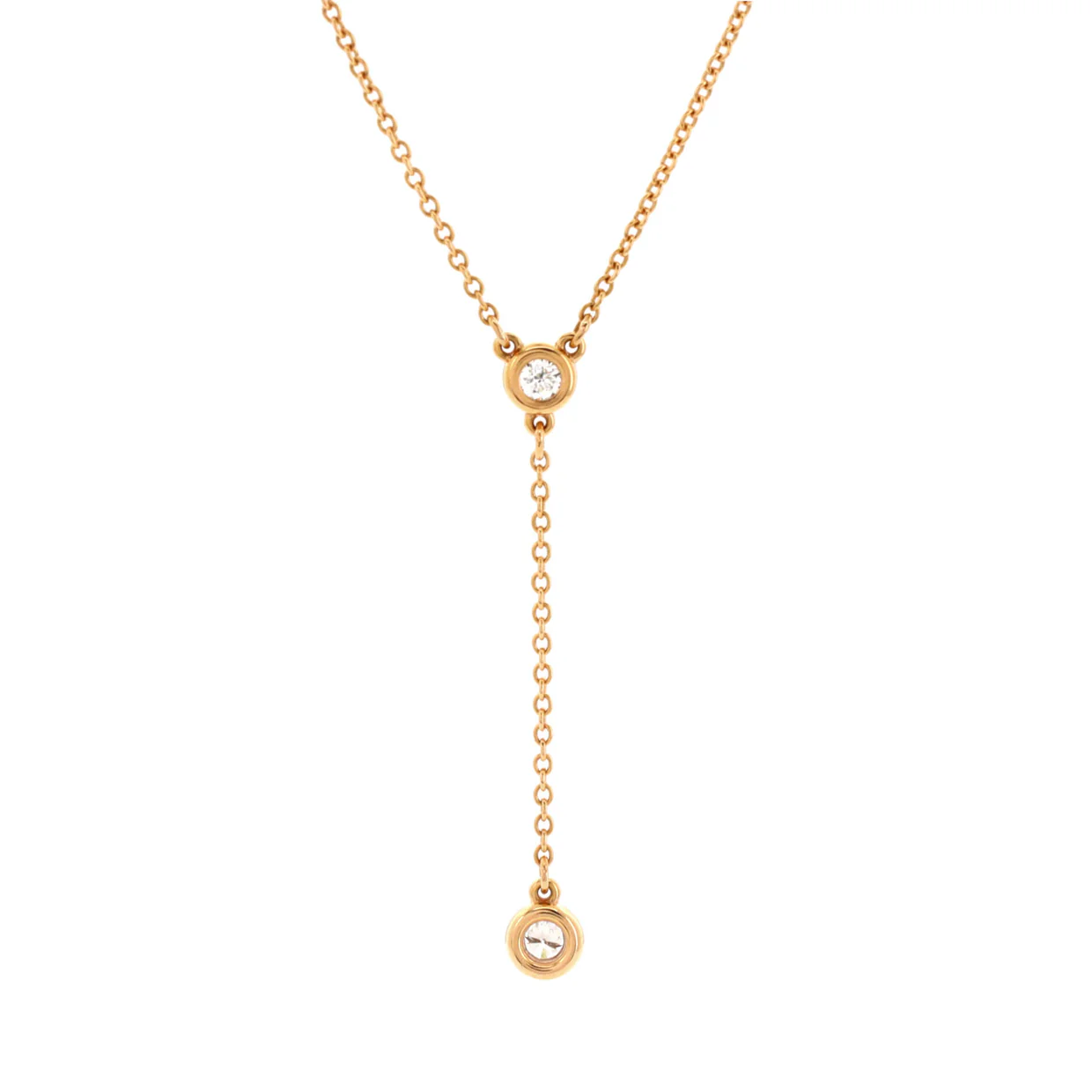 Elsa Peretti Diamonds By The Yard Lariat Necklace 18K Rose Gold and Diamonds - Deep Luxury