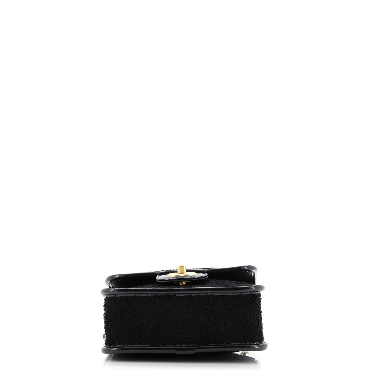 School Memory Top Handle Flap Bag Quilted Tweed with Patent Mini - Deep Luxury