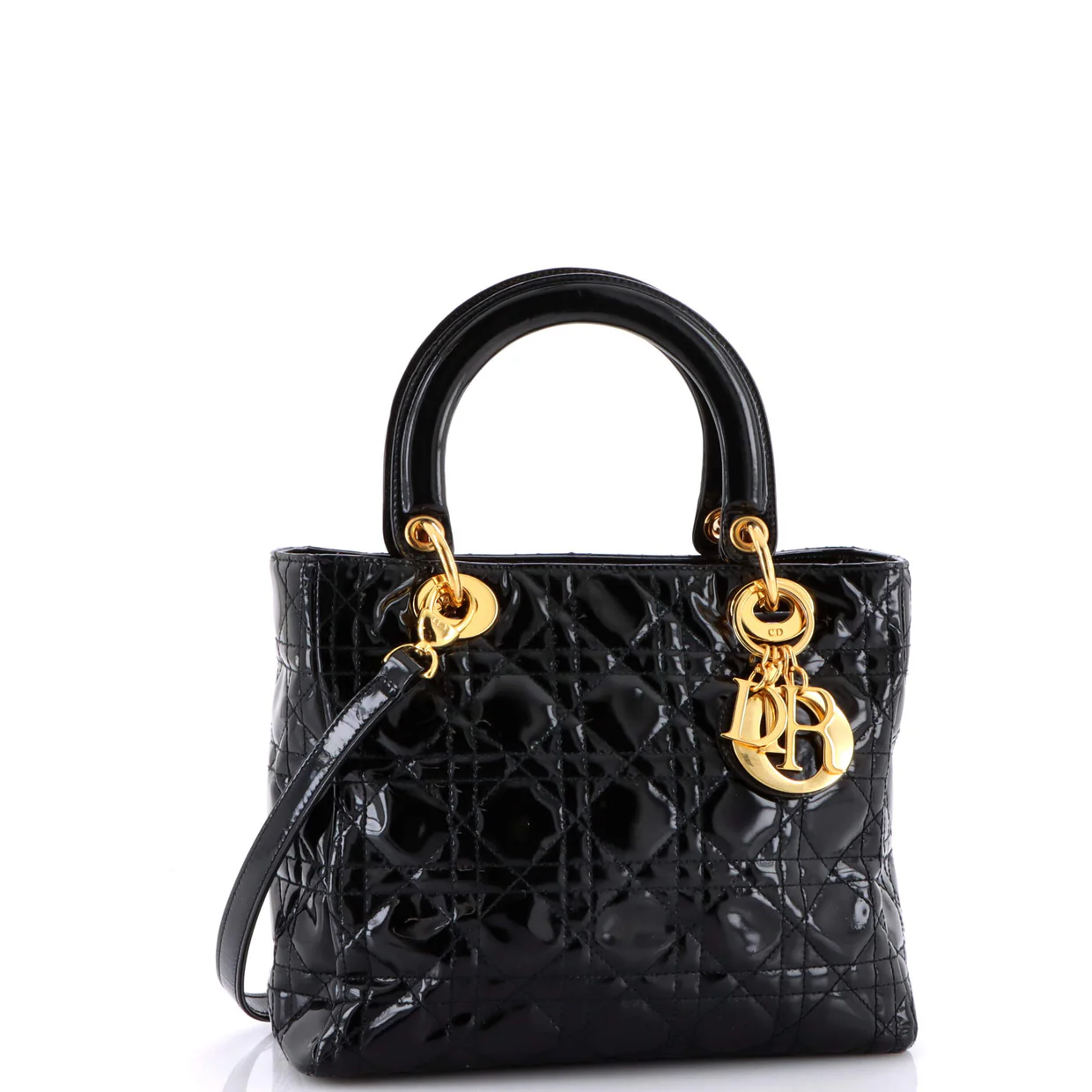 Vintage Lady Dior Bag Cannage Quilt Patent Medium - Deep Luxury