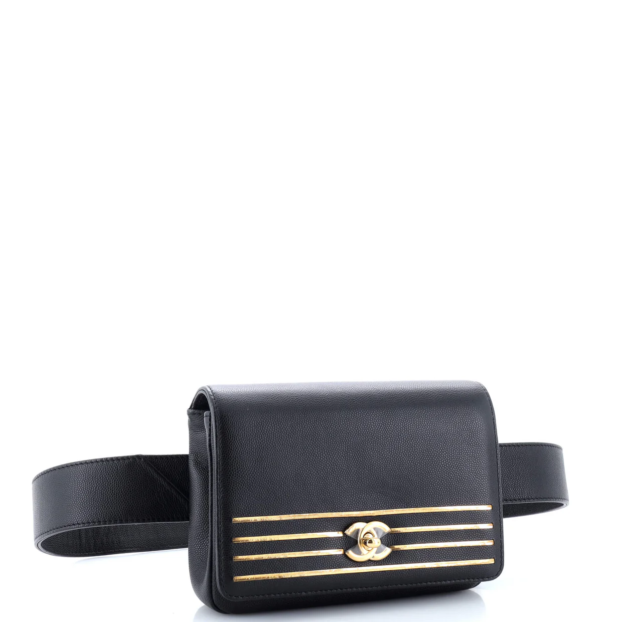 Captain Gold Waist Bag Embroidered Caviar Medium - Deep Luxury