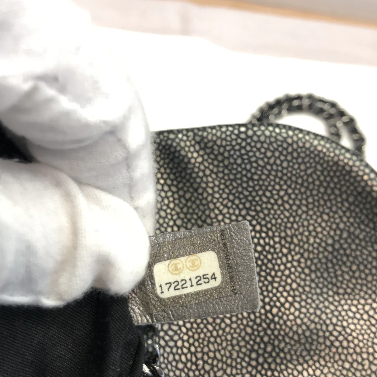 Half Moon Wallet on Chain Caviar - Deep Luxury