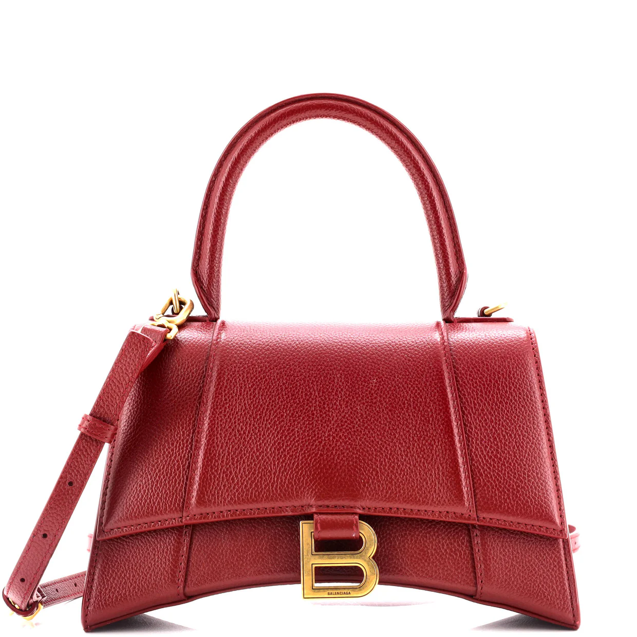 Hourglass Top Handle Bag Leather Small - Deep Luxury