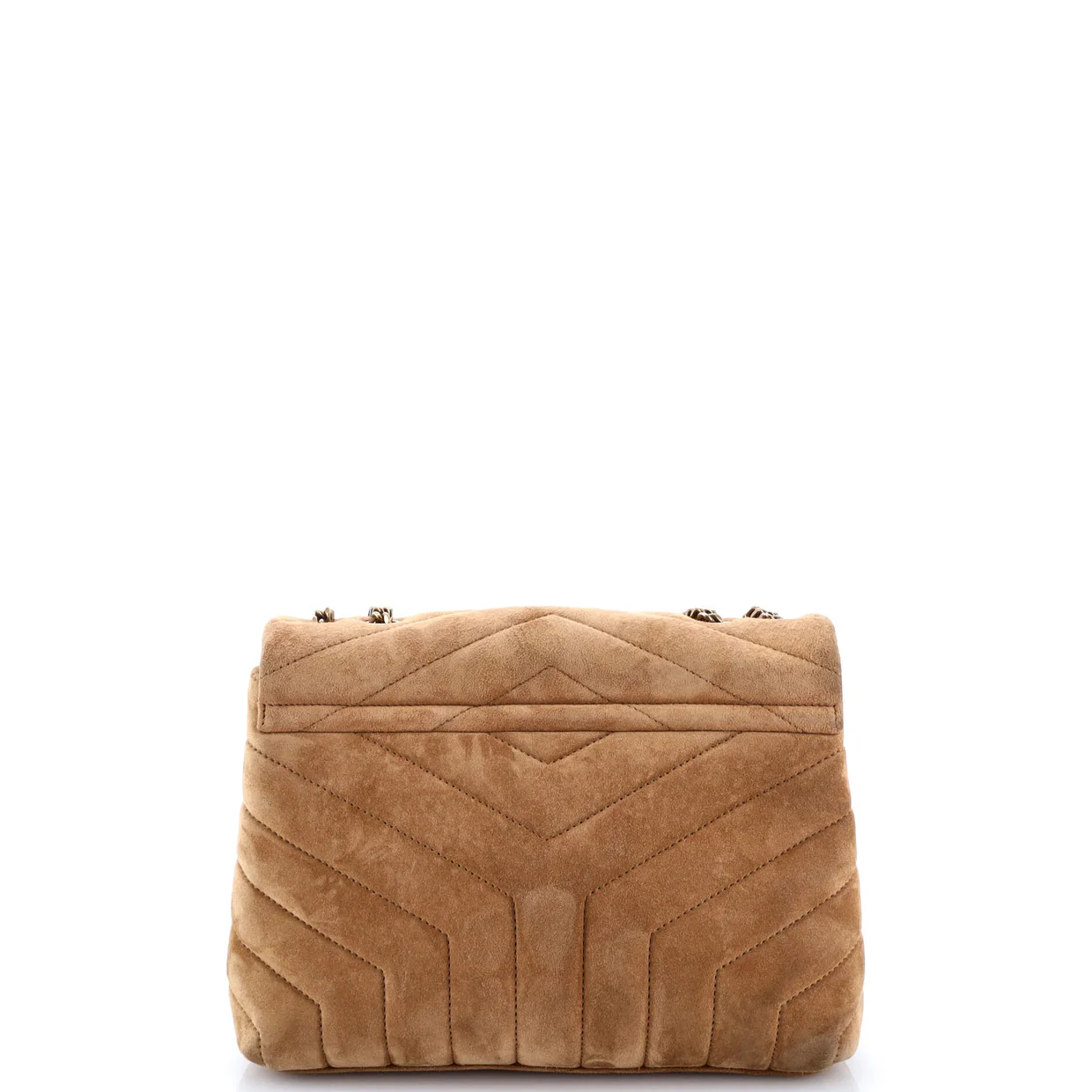 Loulou Shoulder Bag Matelasse Chevron Suede Small - Deep Luxury