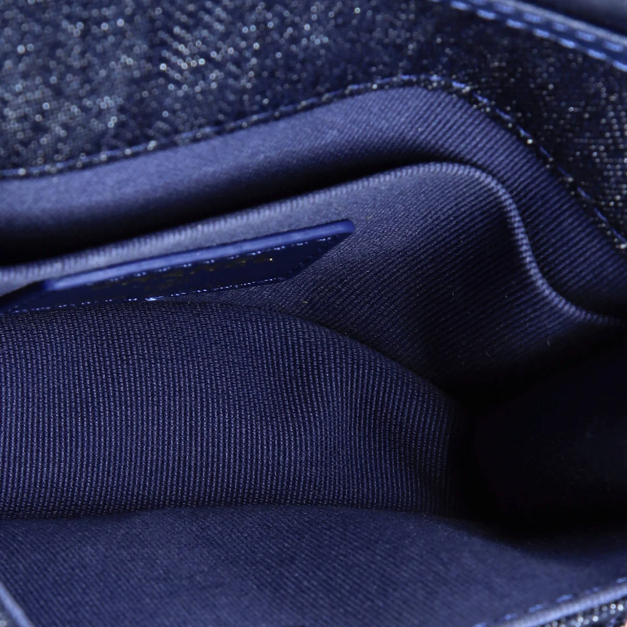 Double You CC Flap Clutch with Chain Quilted Denim - Deep Luxury