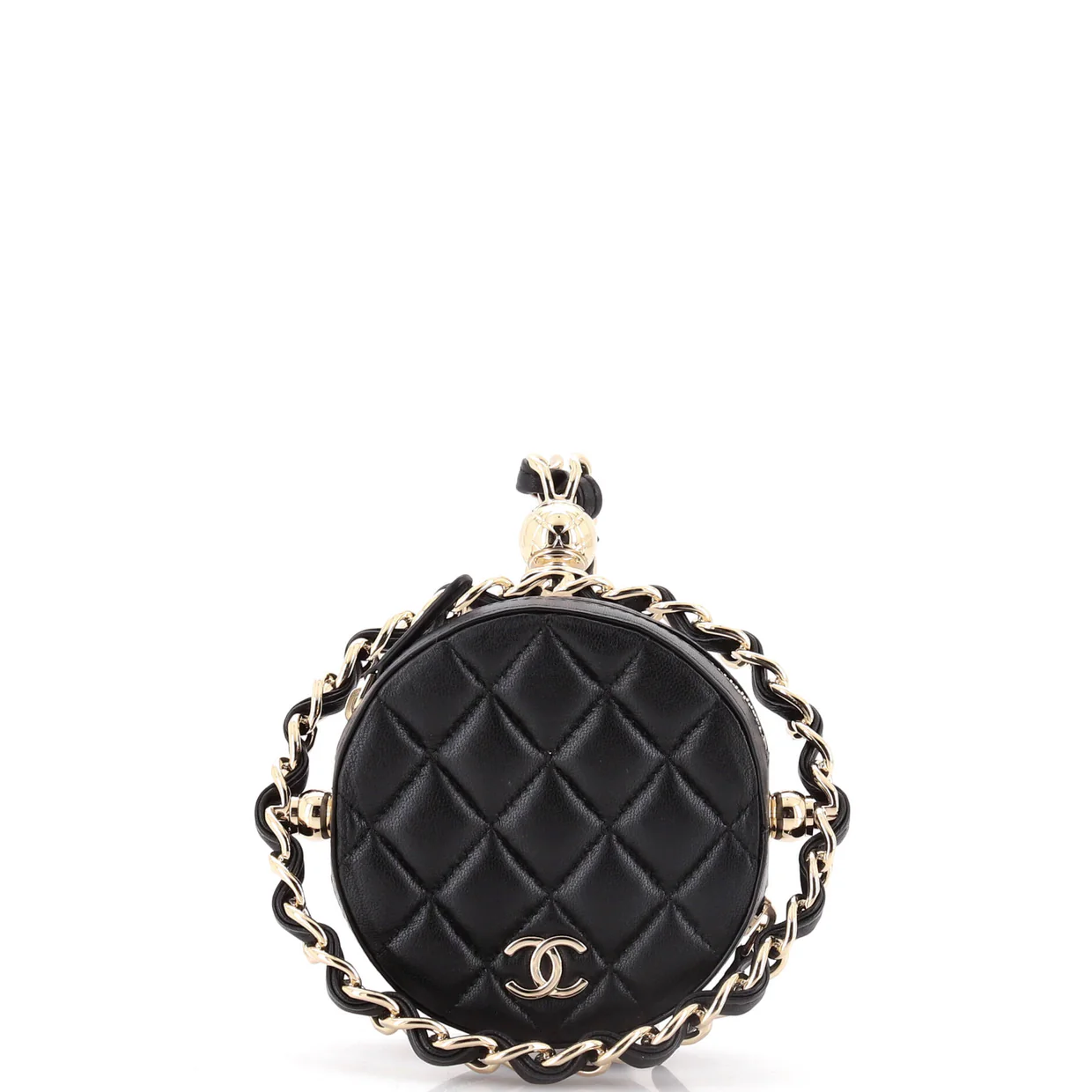 Frame Chain Around Round Clutch with Chain Quilted Lambskin Mini - Deep Luxury