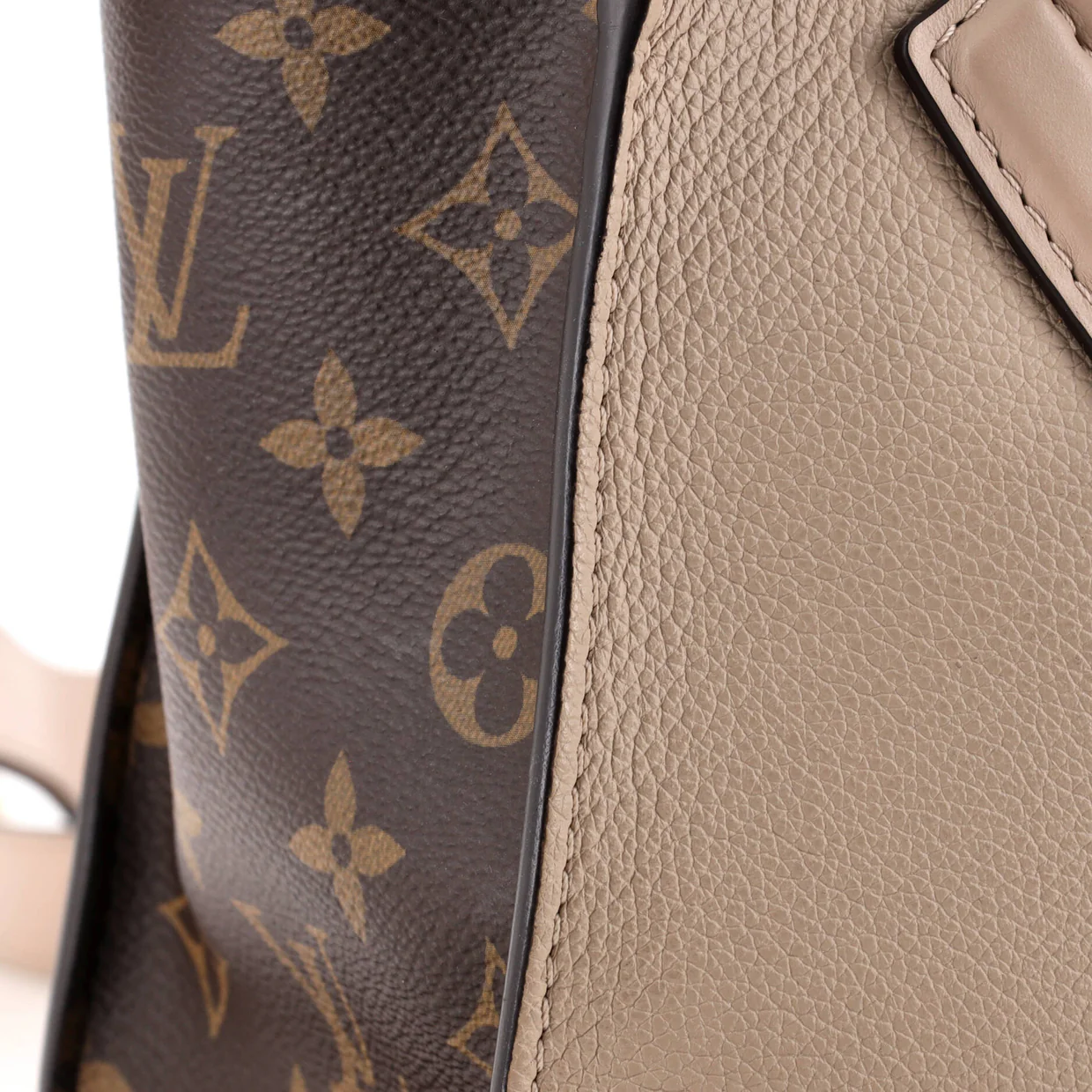 On My Side Tote Leather with Monogram Canvas PM - Deep Luxury