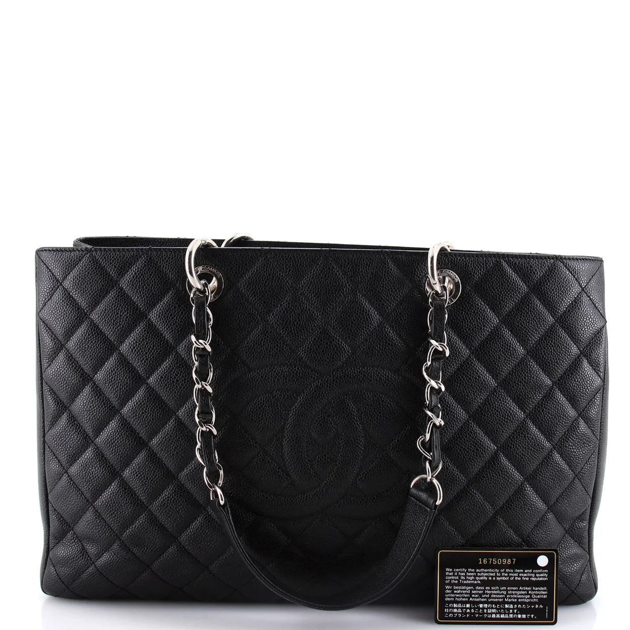 Grand Shopping Tote Quilted Caviar XL - Deep Luxury